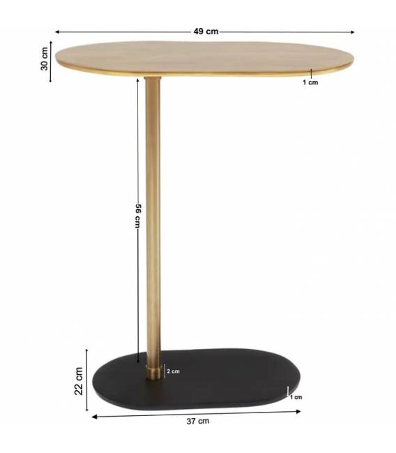 Šoninis staliukas SLIDE 50x30 auksinis/juodas