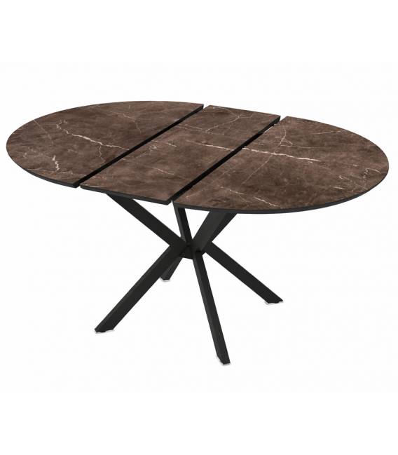 Išskleidžiamas stalas BOKO Ø110(145) rudas/juoda koja