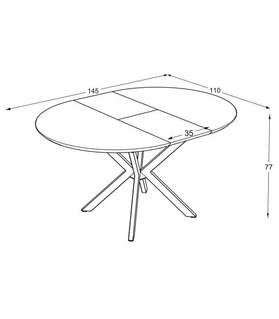 Išskleidžiamas stalas BOKO Ø110(145) rudas/juoda koja