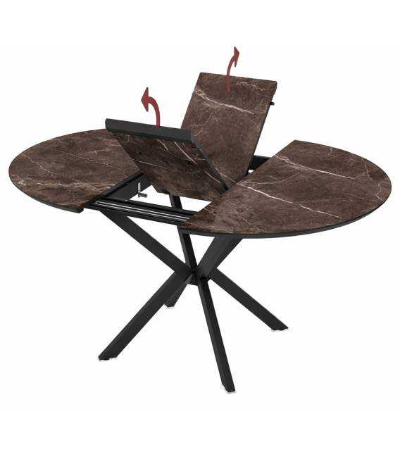 Išskleidžiamas stalas BOKO Ø110(145) rudas/juoda koja