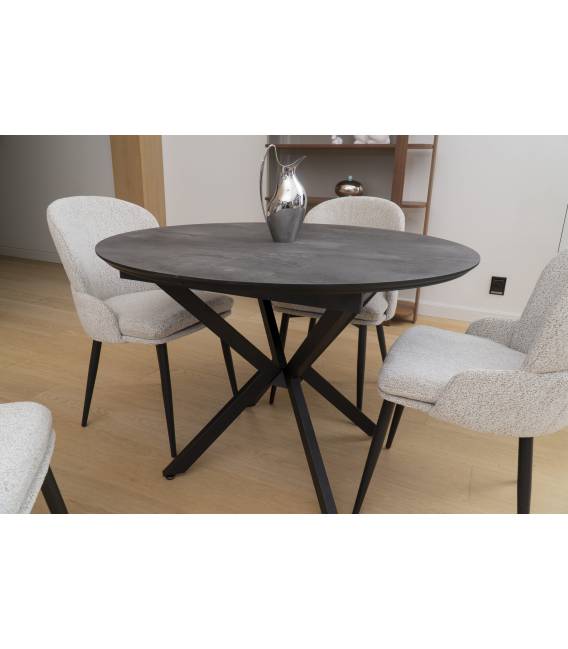 Išskleidžiamas stalas BOKO Ø110(145) tamsiai pilkas/juoda koja