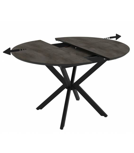 Išskleidžiamas stalas BOKO Ø110(145) tamsiai pilkas/juoda koja