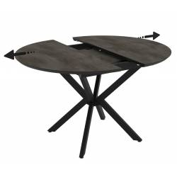 Išskleidžiamas stalas BOKO Ø110(145) tamsiai pilkas/juoda koja