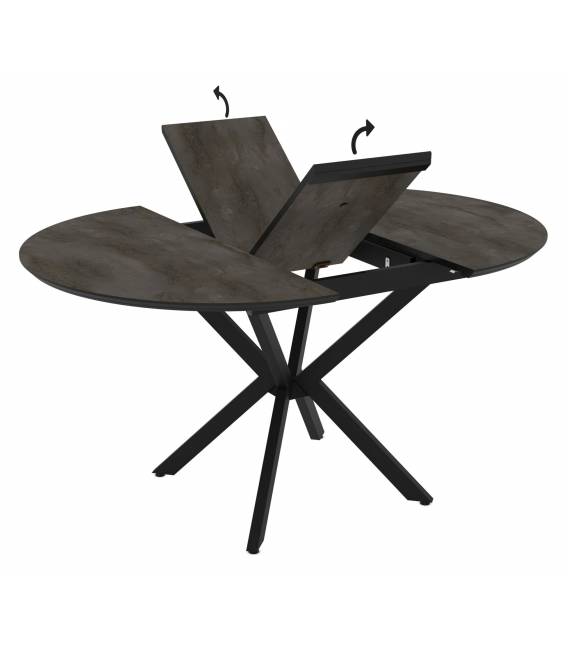 Išskleidžiamas stalas BOKO Ø110(145) tamsiai pilkas/juoda koja