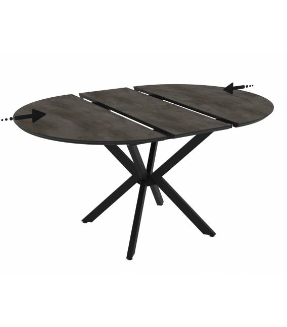 Išskleidžiamas stalas BOKO Ø110(145) tamsiai pilkas/juoda koja