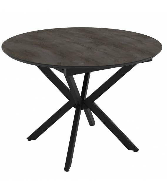 Išskleidžiamas stalas BOKO Ø110(145) tamsiai pilkas/juoda koja