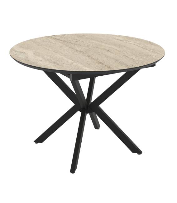 Išskleidžiamas stalas BOKO Ø110(145) smėlio/juoda koja