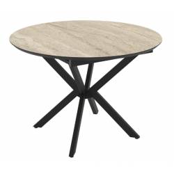 Išskleidžiamas stalas BOKO Ø110(145) smėlio/juoda koja