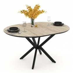 Išskleidžiamas stalas BOKO Ø110(145) smėlio/juoda koja