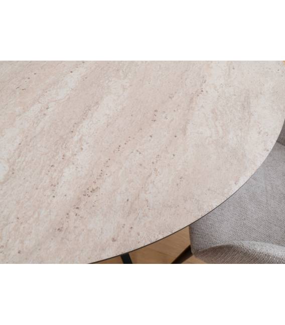 Išskleidžiamas stalas BOKO Ø110(145) smėlio/juoda koja