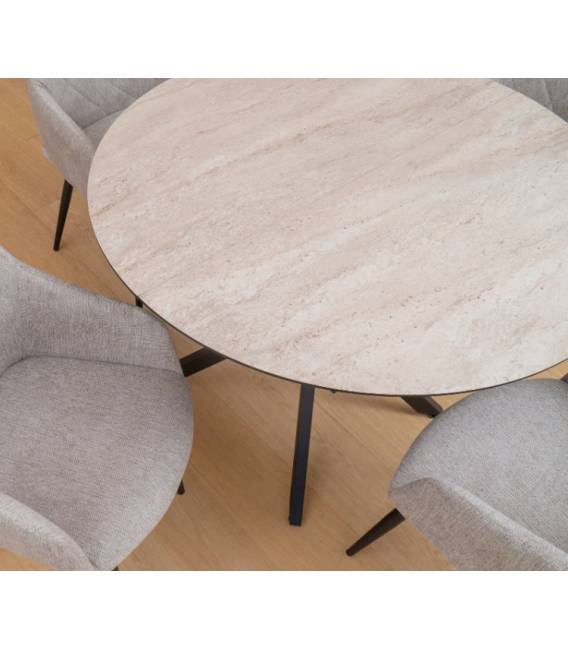 Išskleidžiamas stalas BOKO Ø110(145) smėlio/juoda koja