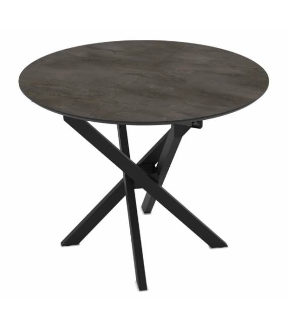 Išskleidžiamas stalas TARU Ø95(125) tamsiai pilkas/ juoda koja