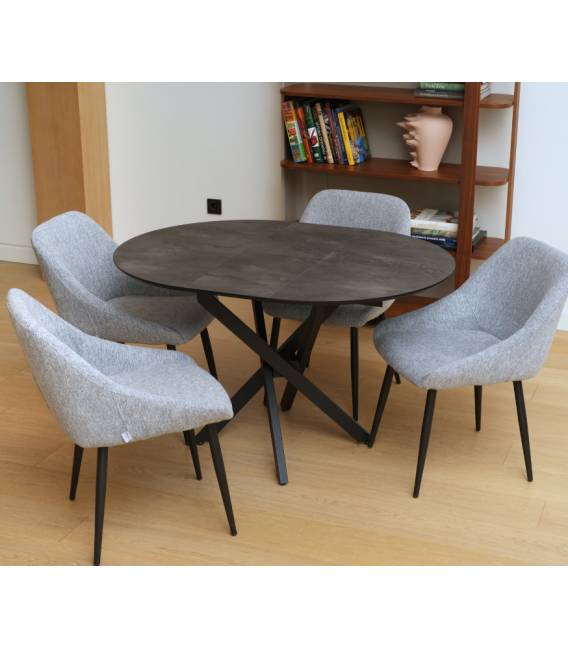 Išskleidžiamas stalas TARU Ø95(125) tamsiai pilkas/ juoda koja