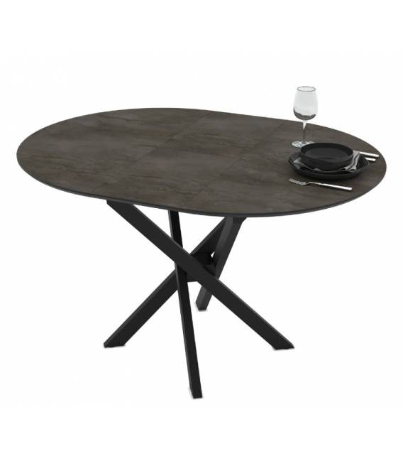 Išskleidžiamas stalas TARU Ø95(125) tamsiai pilkas/ juoda koja