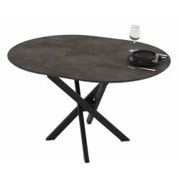 Išskleidžiamas stalas TARU Ø95(125) tamsiai pilkas/ juoda koja