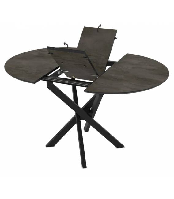 Išskleidžiamas stalas TARU Ø95(125) tamsiai pilkas/ juoda koja