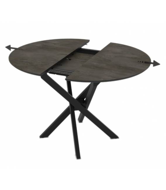 Išskleidžiamas stalas TARU Ø95(125) tamsiai pilkas/ juoda koja