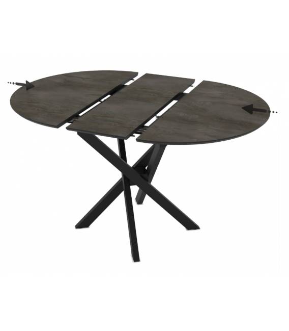 Išskleidžiamas stalas TARU Ø95(125) tamsiai pilkas/ juoda koja