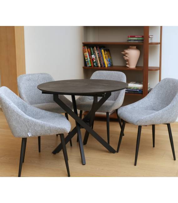 Išskleidžiamas stalas TARU Ø95(125) tamsiai pilkas/ juoda koja