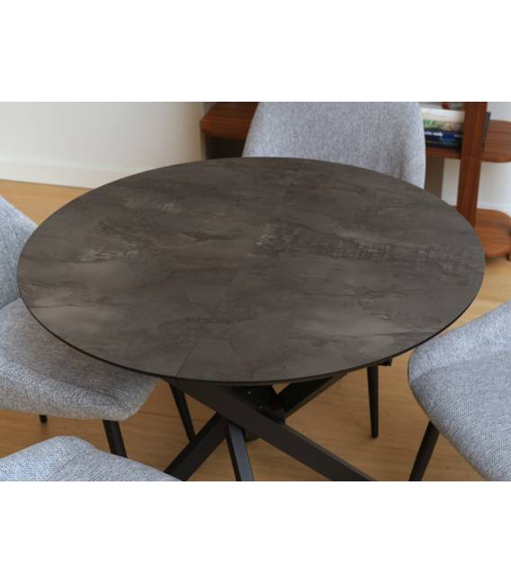 Išskleidžiamas stalas TARU Ø95(125) tamsiai pilkas/ juoda koja