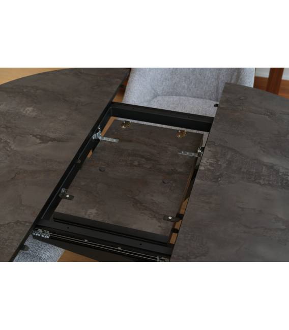 Išskleidžiamas stalas TARU Ø95(125) tamsiai pilkas/ juoda koja