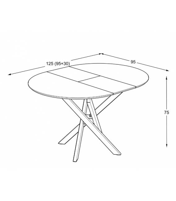 Išskleidžiamas stalas TARU Ø95(125) tamsiai pilkas/ juoda koja