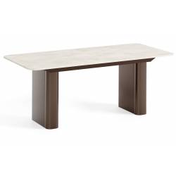 Išskleidžiamas stalas HOMER 180(276)x90 white chromix/ rudos kojos