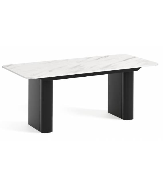 Išskleidžiamas stalas HOMER 180(276)x90 marble bianco/ juodos kojos