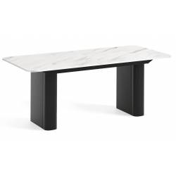 Išskleidžiamas stalas HOMER 180(276)x90 marble bianco/ juodos kojos