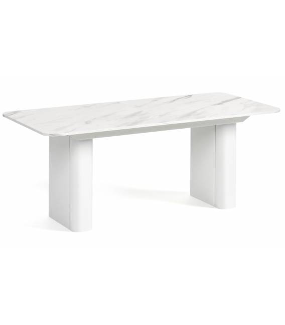 Išskleidžiamas stalas HOMER 180(276)x90 marble bianco/ baltos kojos