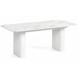 Išskleidžiamas stalas HOMER 180(276)x90 marble bianco/ baltos kojos