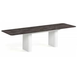 Išskleidžiamas stalas HOMER 200(296)x90 dark atelier/ baltos kojos