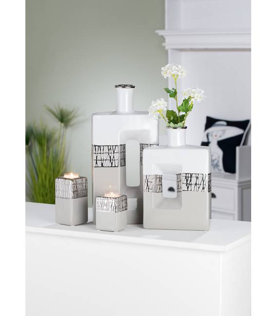 Vaza CABRERA 7x18 balta/pilka