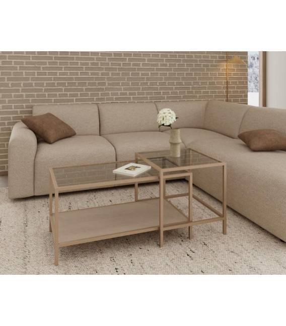 Kavos staliukų komplektas 11726 90x50 smėlio (2vnt.)