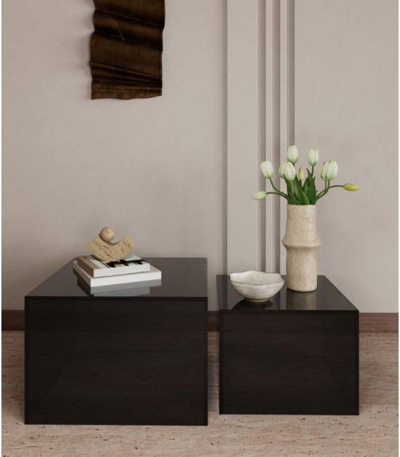 Kavos staliukų komplektas 12673 50x50/40x40 juodas (2vnt.)