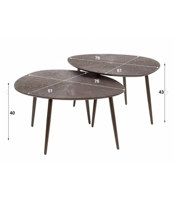 Kavos staliukų komplektas RAY 61x76 rudas (2vnt.)
