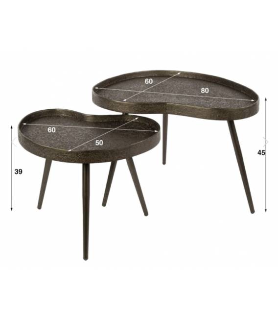 Kavos staliukų komplektas CONTOUR 60x50/60x80 rudas (2vnt.)