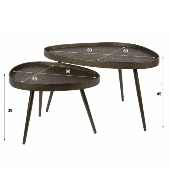 Kavos staliukų komplektas CONTOUR 50x60/60x80 rudas (2vnt.)